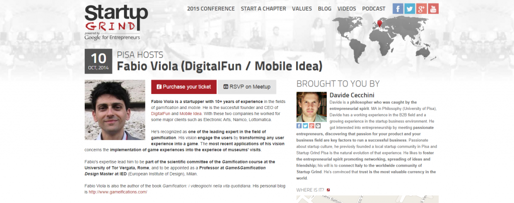 10 Ottobre Fabio Viola ospite alla StartUp Grind