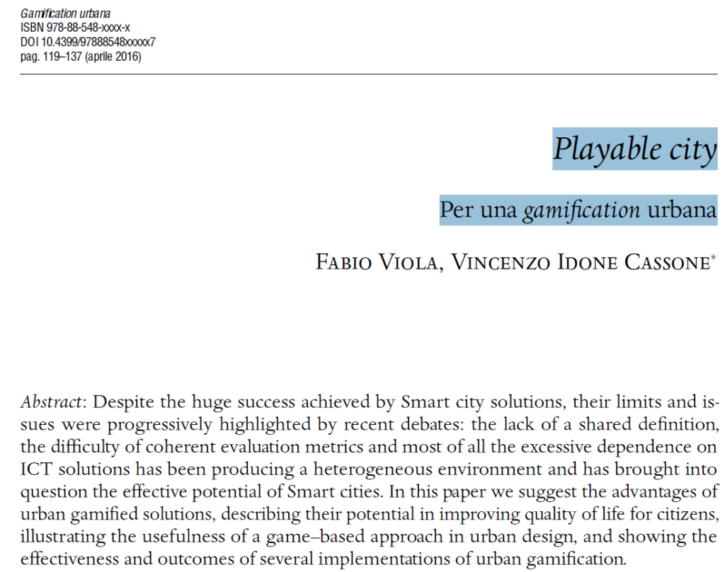 Libro Fabio Viola Playable City